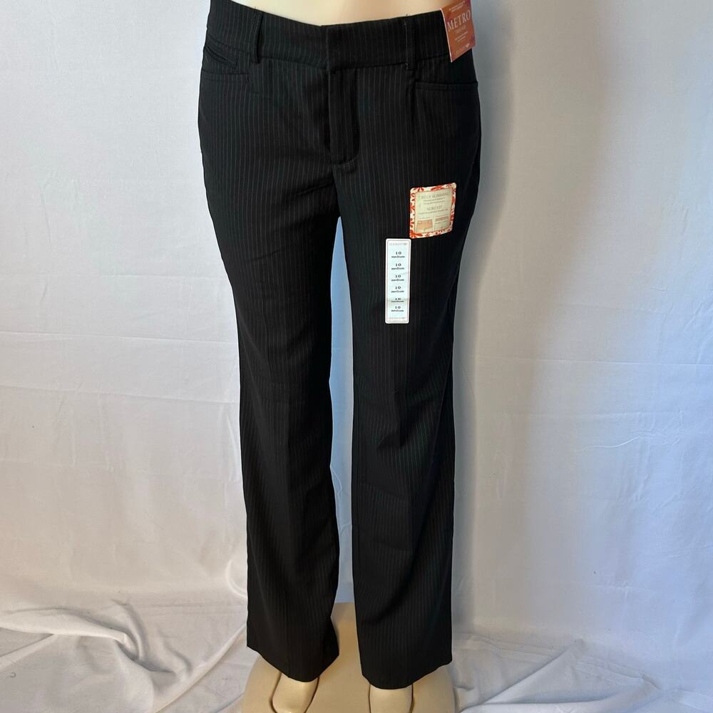 Dockers Metro Trouser Pants Womens 10M Black Pinstripe Dress Slacks NWT